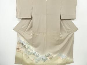 リサイクル　作家物　寿光織寺院風景模様織り出し一つ紋色留袖